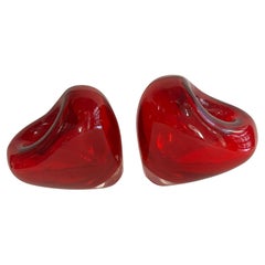 Two Murano Glass Heart Vase by Maria Christina Hamel, 1990s