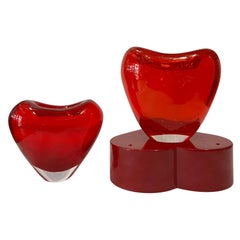 Two Murano Glass Heart Vase by Maria Christina Hamel, 1990s