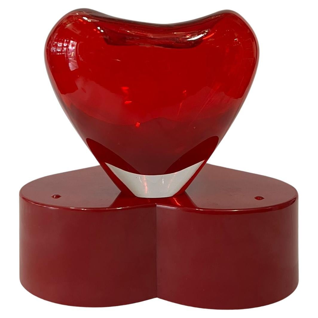 Late 20th Century Two Murano Glass Heart Vase by Maria Christina Hamel, 1990s For Sale