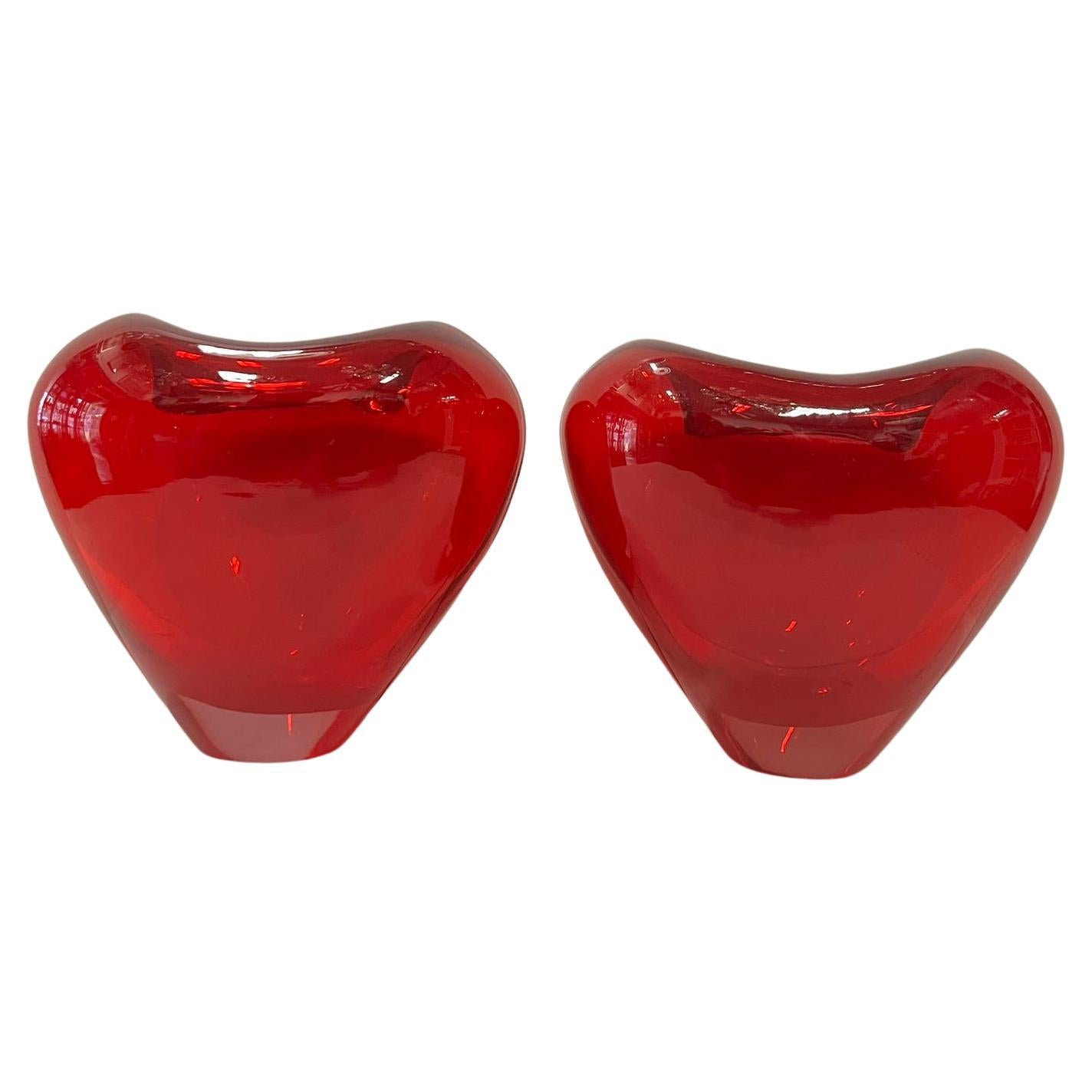 Two Murano Glass Heart Vase by Maria Christina Hamel, 1990s For Sale 2