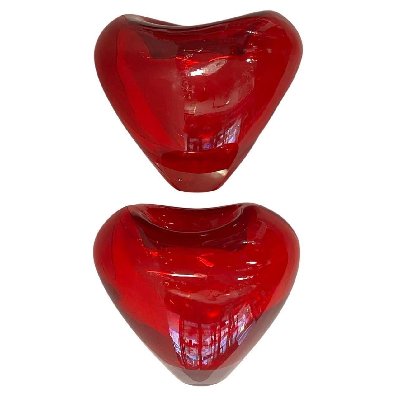 Two Murano Glass Heart Vase by Maria Christina Hamel, 1990s For Sale 3