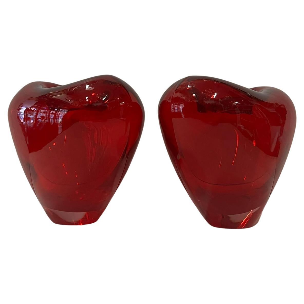 Two Murano Glass Heart Vase by Maria Christina Hamel, 1990s For Sale 4