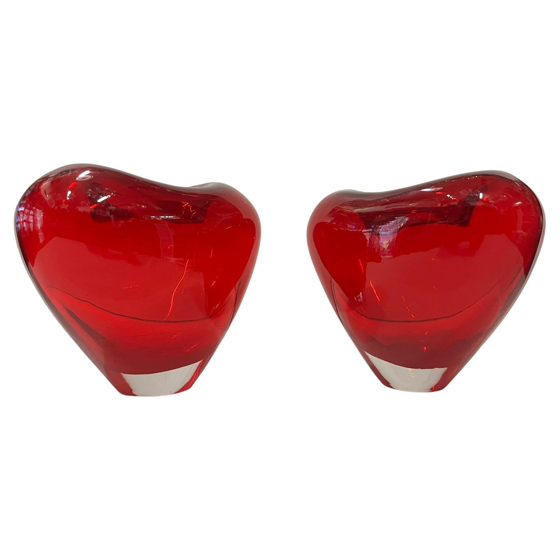 Two Murano Glass Heart Vase by Maria Christina Hamel, 1990s For Sale