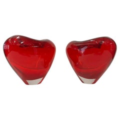 Retro Two Murano Glass Heart Vase by Maria Christina Hamel, 1990s