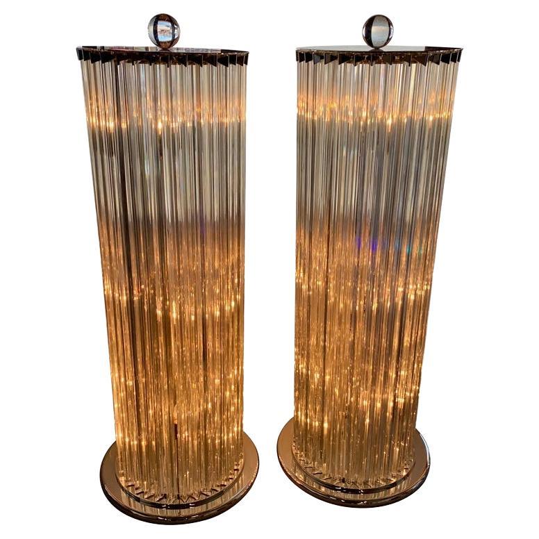 Two Murano glass lighting columns For Sale