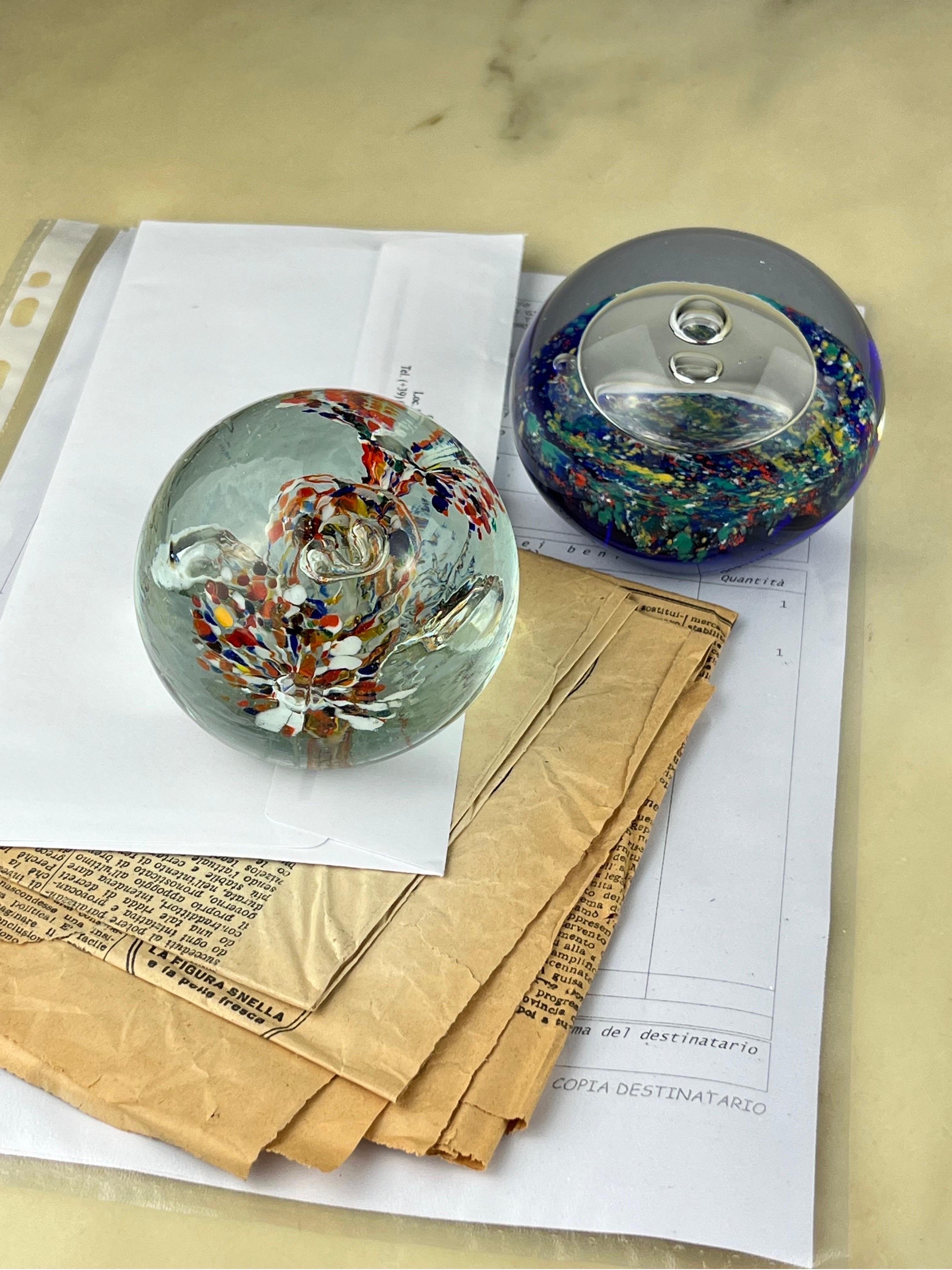 Late 20th Century Two Murano Glass Paperweights, Italy, 1970s For Sale