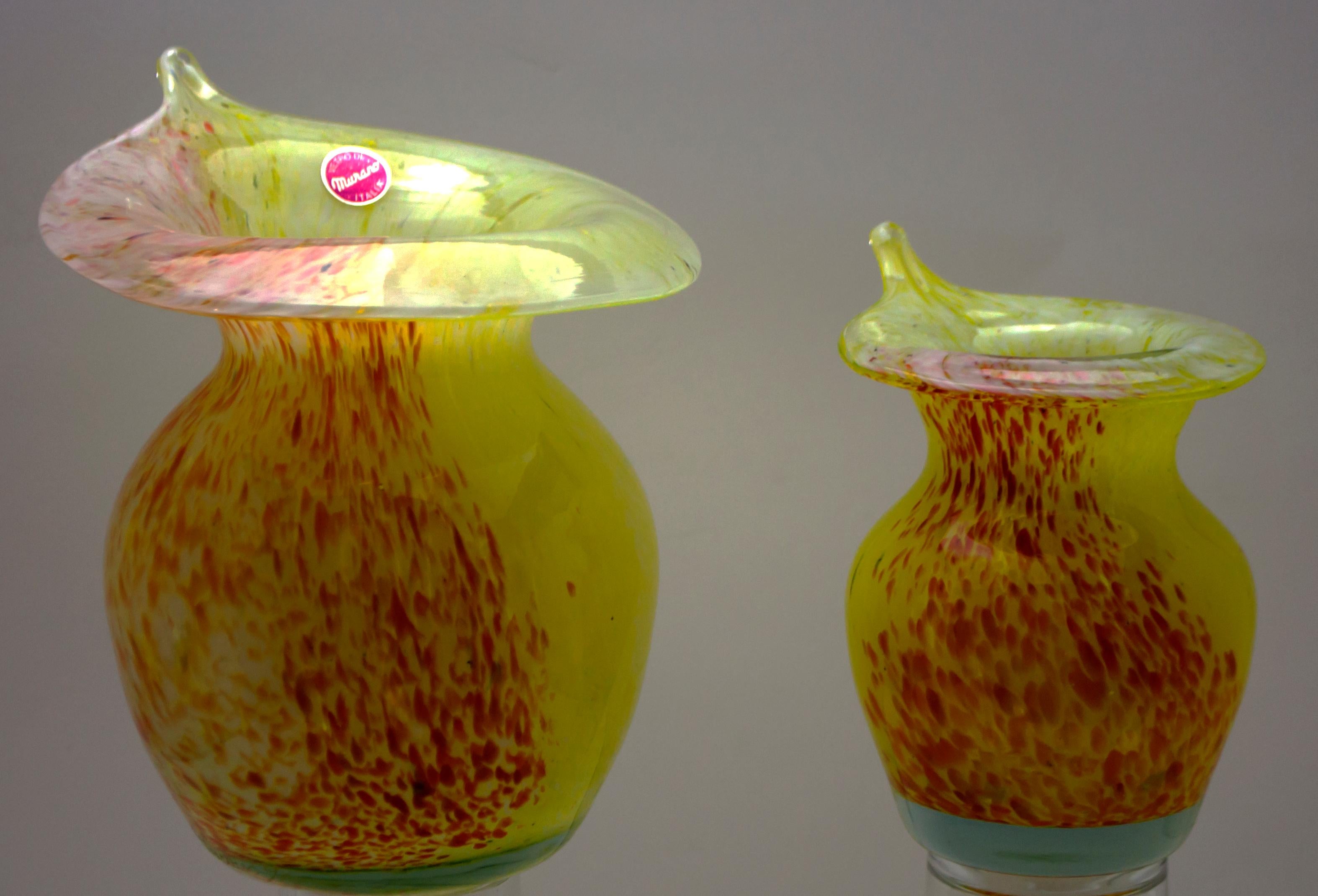 Modern Two Murano Glass Sommerso Jars
