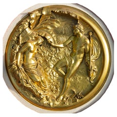 Two Mythological Fire Gilt Bronze Plaques by E. W. Wyon Dated 1848