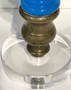 Napoleon III Blue Opaline & Lucite Newel Post