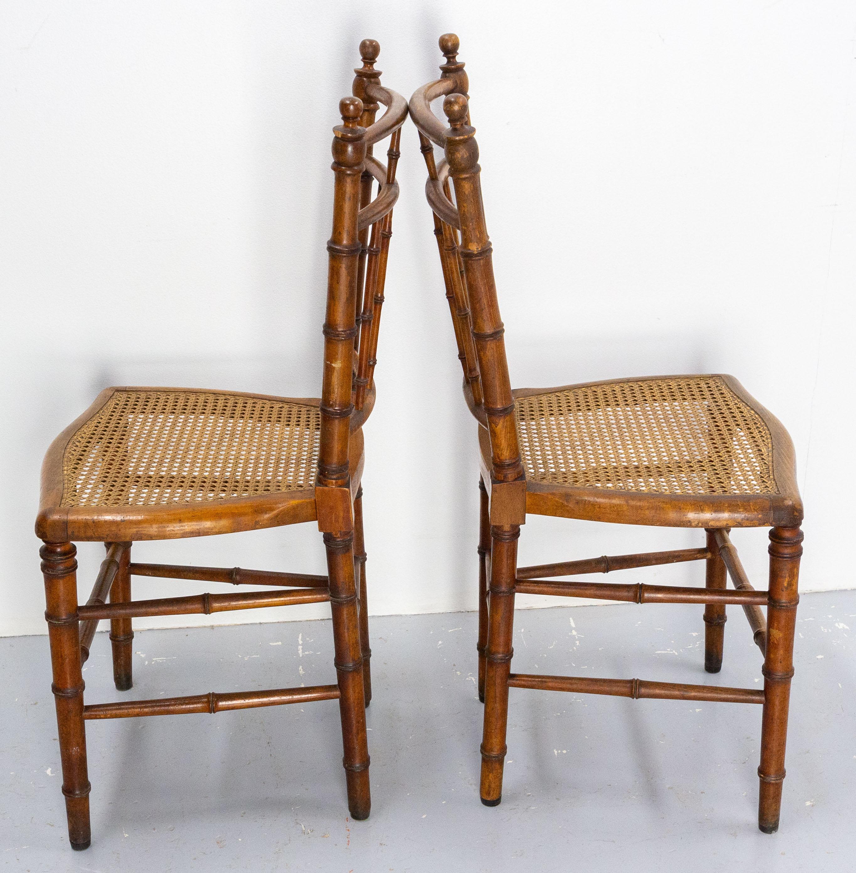 Fin du XIXe siècle Deux chaises en hêtre cannées Napoléon III, françaises, fin du XIXe siècle en vente