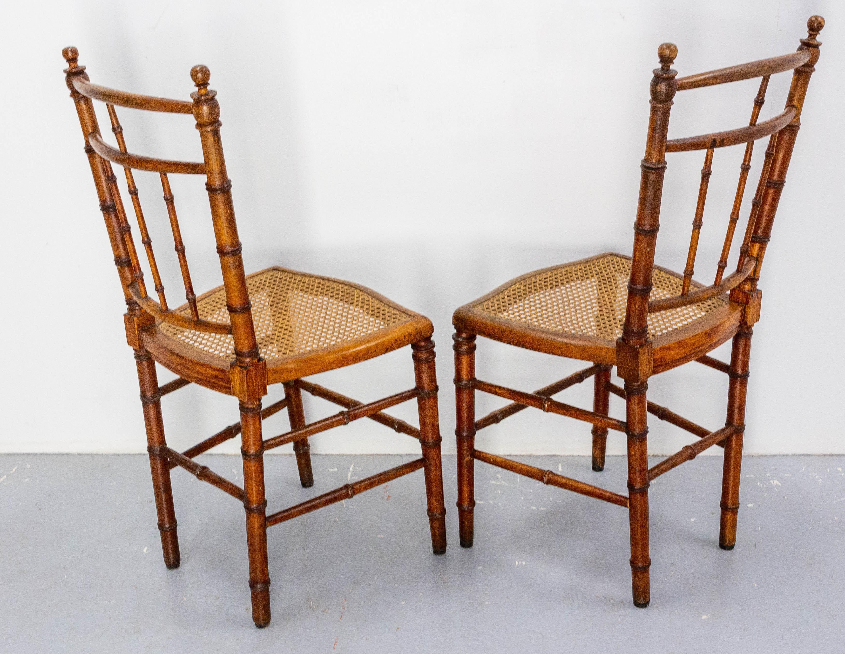 Deux chaises en hêtre cannées Napoléon III, françaises, fin du XIXe siècle en vente 1