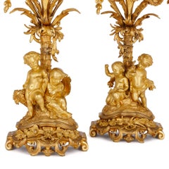 Two Napoleon III Period Gilt Bronze Candelabra by Picard
