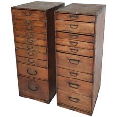 Antique Two Narrow Petite Chest of Drawers