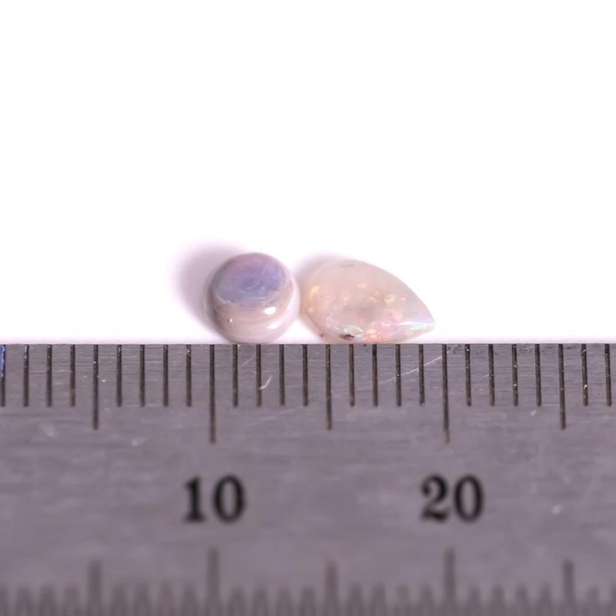 Brilliant Cut Two Natural Australian Black Opal 0.26ct, 0.23ct Loose Gemstone Jewelry Making For Sale