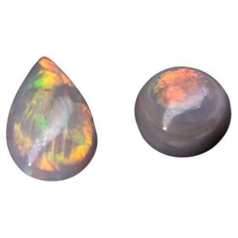 Two Natural Australian Black Opal 0.26ct, 0.23ct Loose Gemstone Jewelry Making