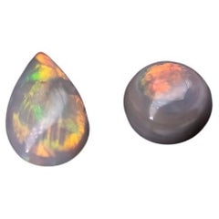 Two Natural Australian Black Opal 0.26ct, 0.23ct Loose Gemstone Jewelry Making