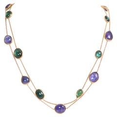 Two Necklaces with Tanzanite and Green Tourmaline Cabochons by Marion Jeantet Two Necklaces with Tanzanite and Green Tourmaline Cabochons by Marion Jeantet