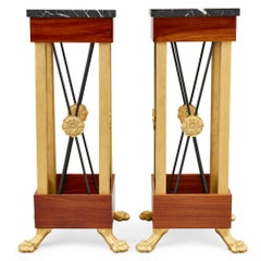 Two Neoclassical Empire Style Bronze and Marble Pedestals