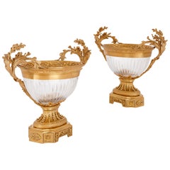 Two Neoclassical Style Gilt Bronze and Glass Centrepiece Bowls