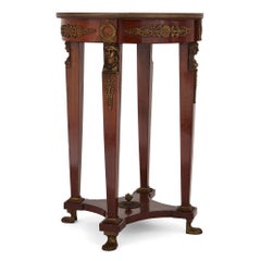 Two Neoclassical Style Wooden Guéridons with Gilt Bronze Mounts