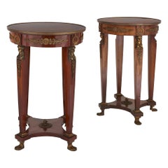 Dos Guéridones de Madera de Estilo Neoclásico con Monturas de Bronce Dorado