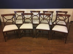 Two New Mahogany Adams Style Inlaid Side Dining Chairs by Leighton Hall