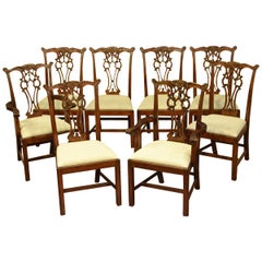 Two New Mahogany Chippendale Style Straight Leg Dining Chairs by Leighton Hall