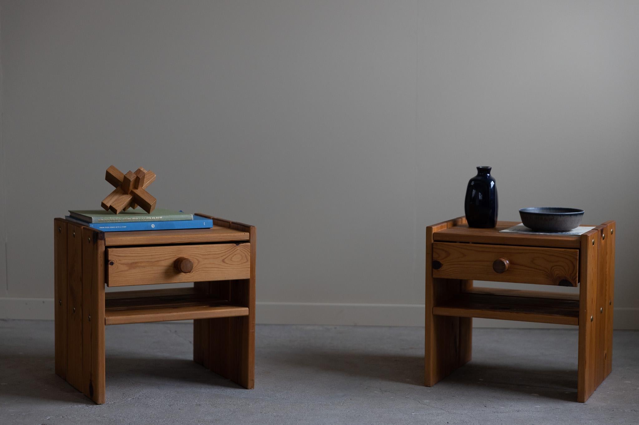 Two Night Stands with Drawer in Pine, Danish Modern, Made in 1970s 7