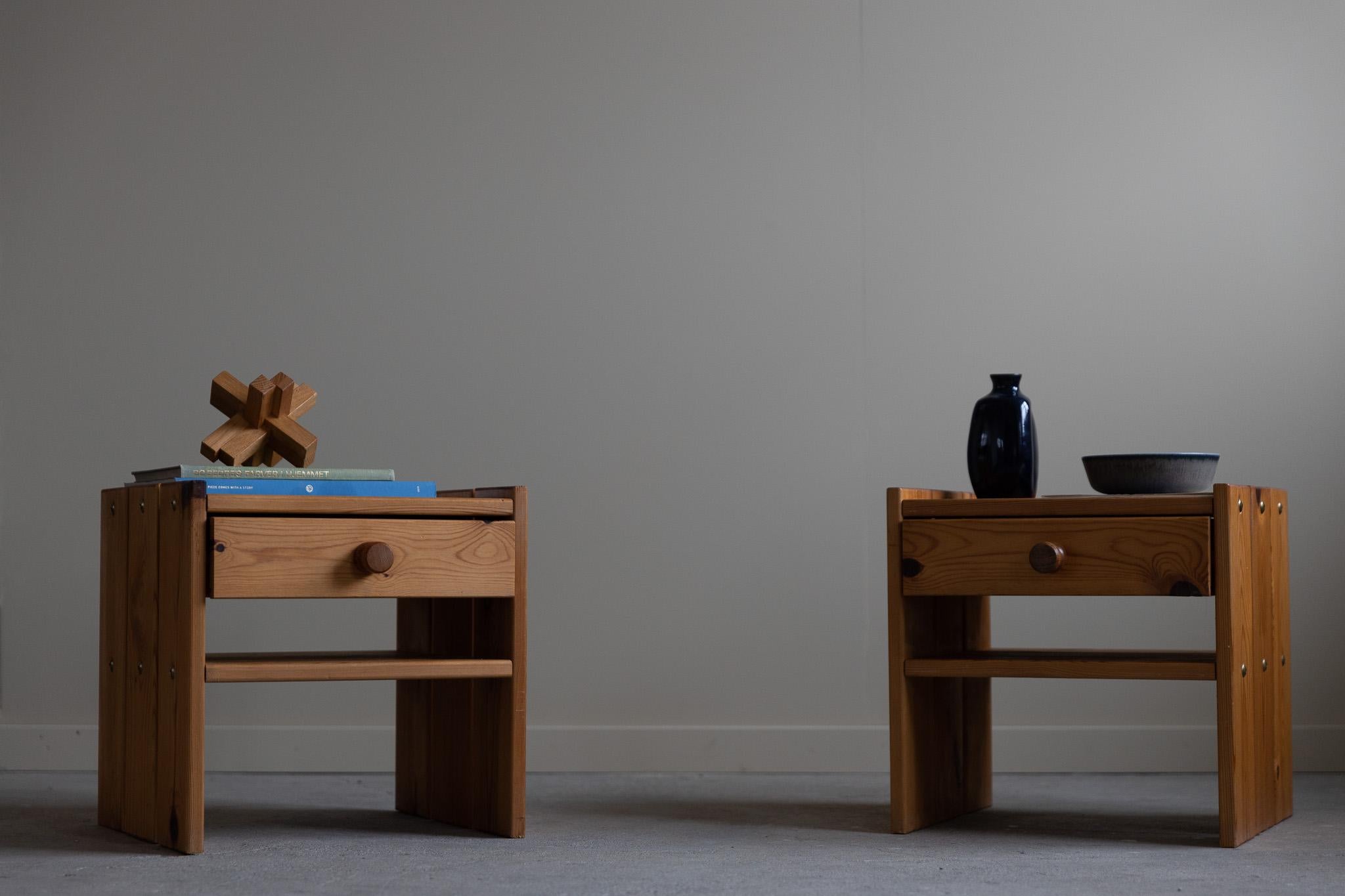 Two Night Stands with Drawer in Pine, Danish Modern, Made in 1970s 8