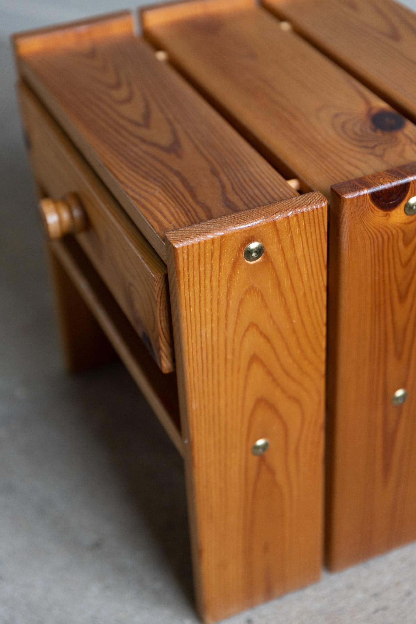 Two Night Stands with Drawer in Pine, Danish Modern, Made in 1970s 4