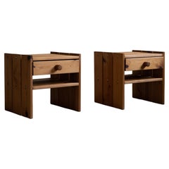 Two Night Stands with Drawer in Pine, Danish Modern, Made in 1970s