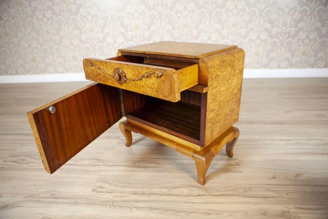 Two Nightstands From the Early 20th Century Veneered With Karelian Birch For Sale 4