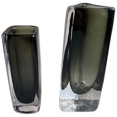 Two Nils Landberg "Sommerso" Glass Vases for Orrefors