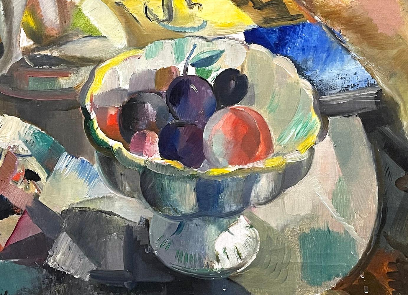 Peint « Deux nus et un bol de fruits », magistrale peinture à l'huile Art déco d'influence cubiste en vente