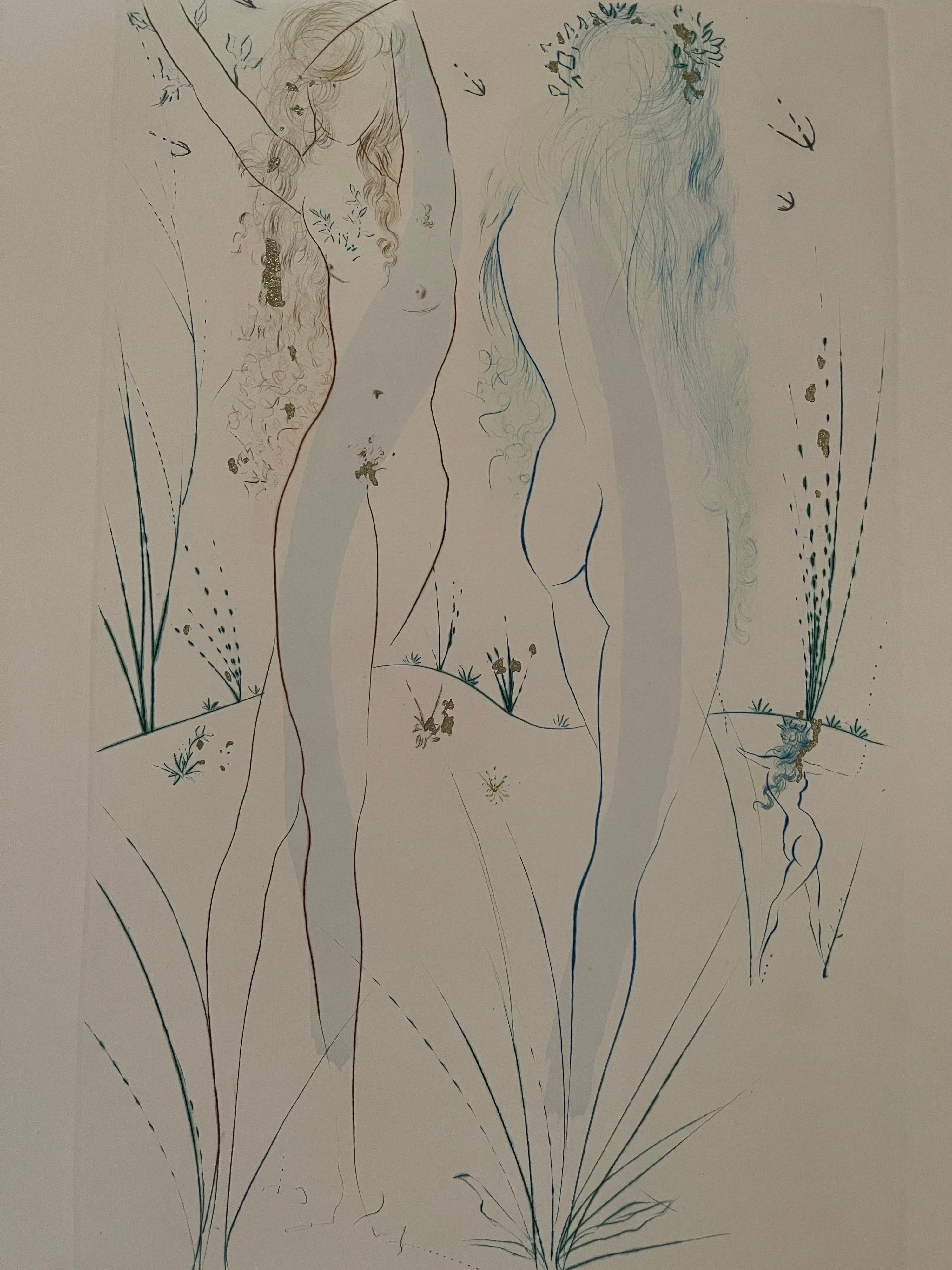 « Two Nudes », eau-forte de Solomon par Salvador Dali, édition d'artiste 3