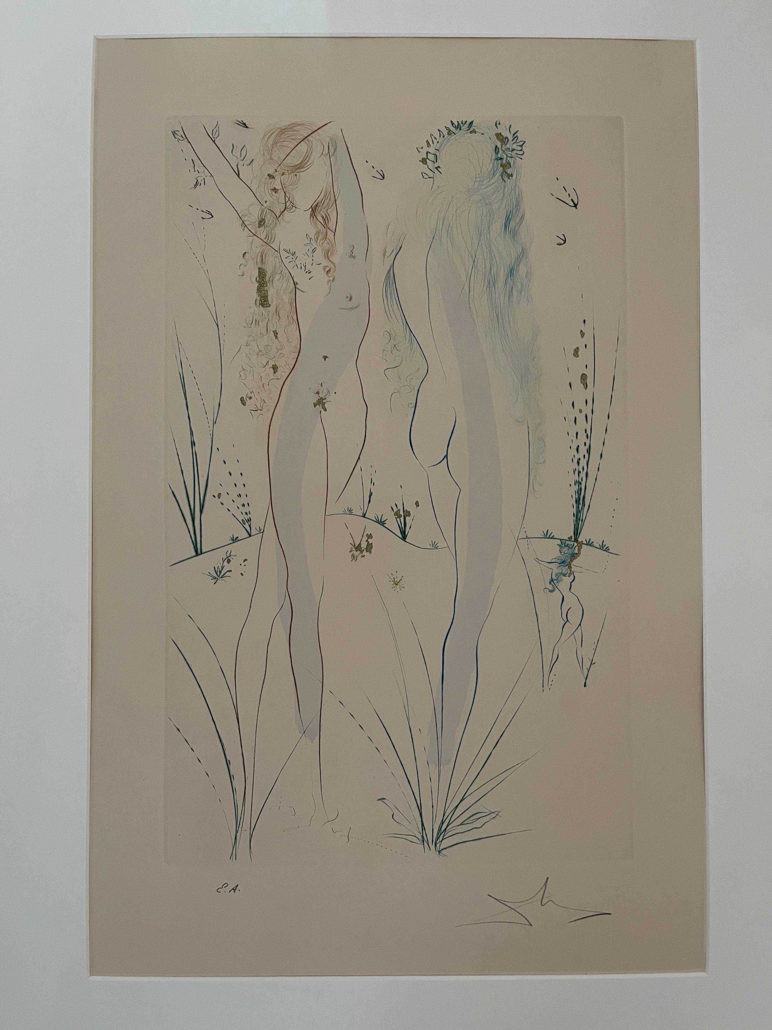 « Two Nudes », eau-forte de Solomon par Salvador Dali, édition d'artiste 1