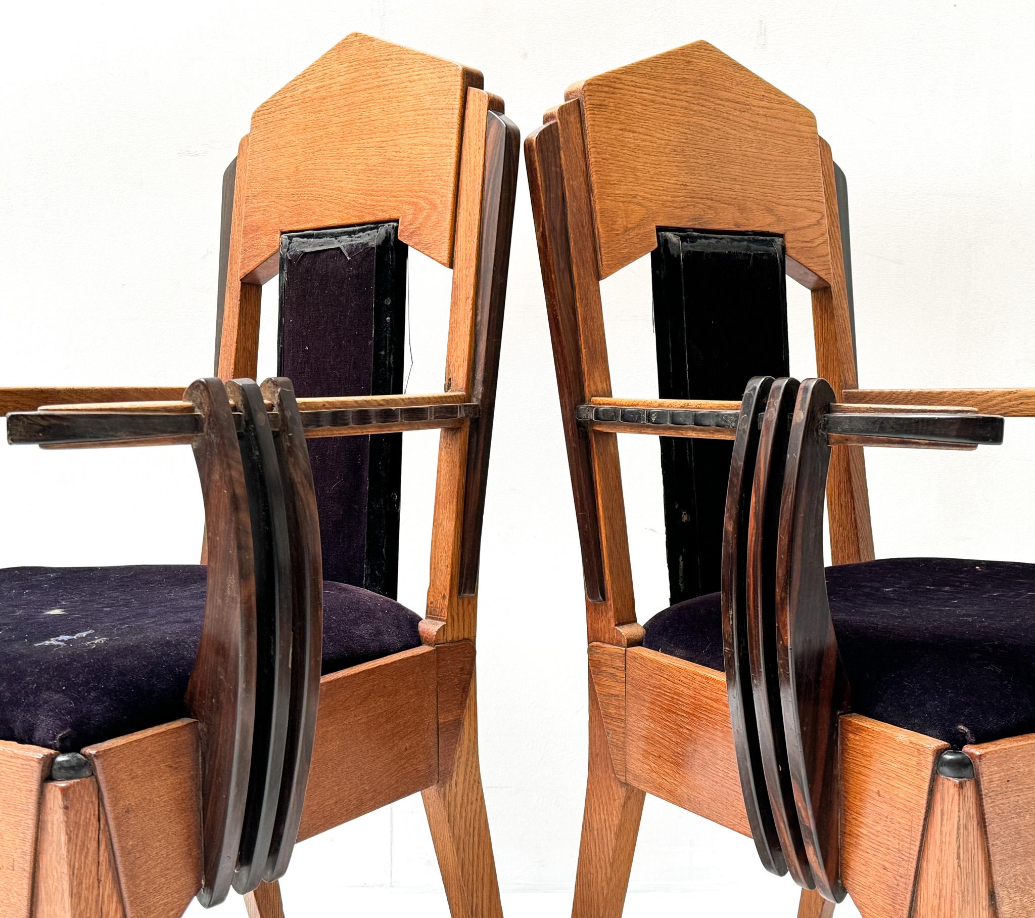 Velours Deux fauteuils Art Déco Amsterdamse School de Hildo Krop, années 1920 en vente