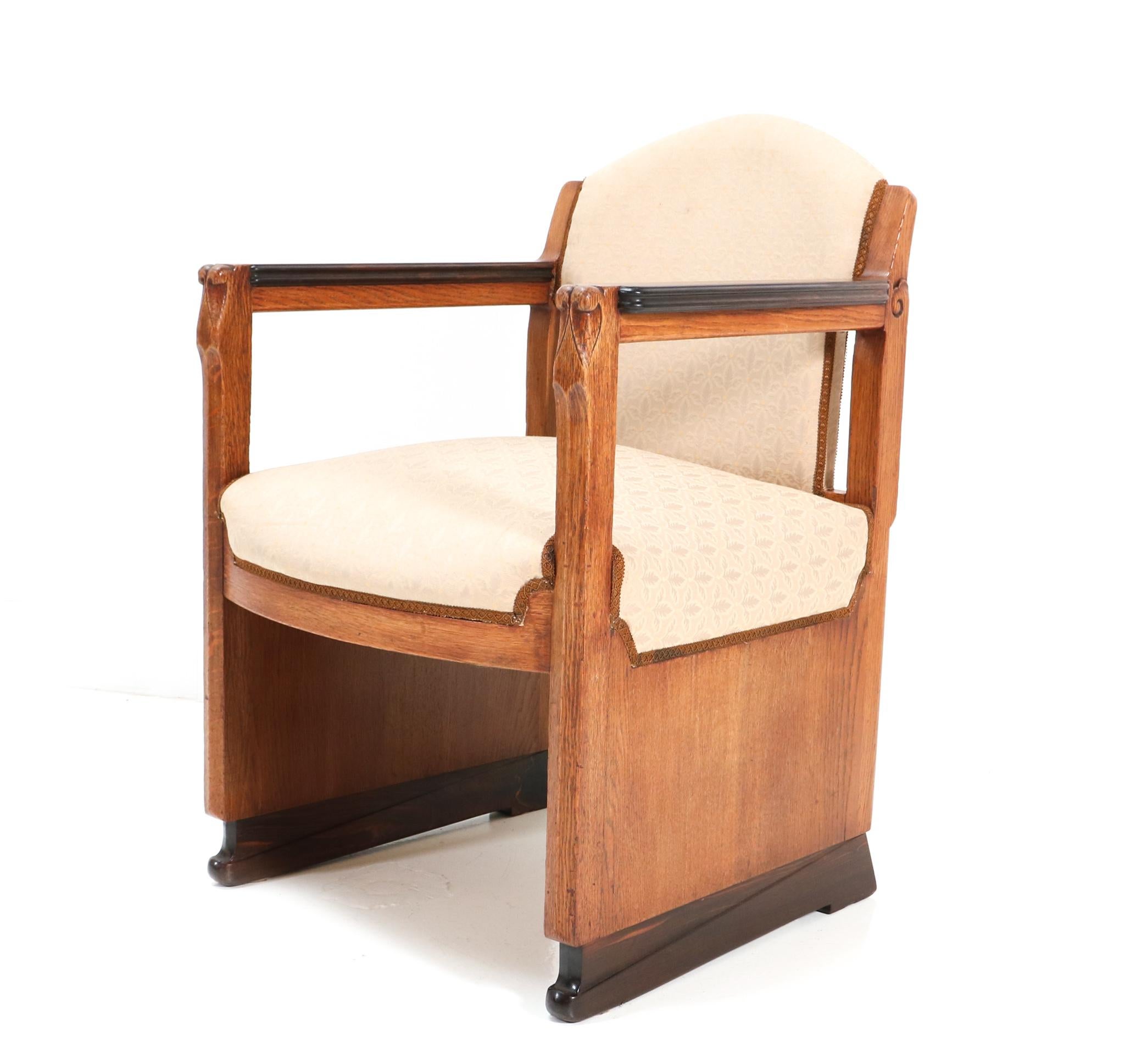 Early 20th Century Two Oak Art Deco Amsterdamse School Armchairs by Hildo Krop for 't Woonhuys For Sale