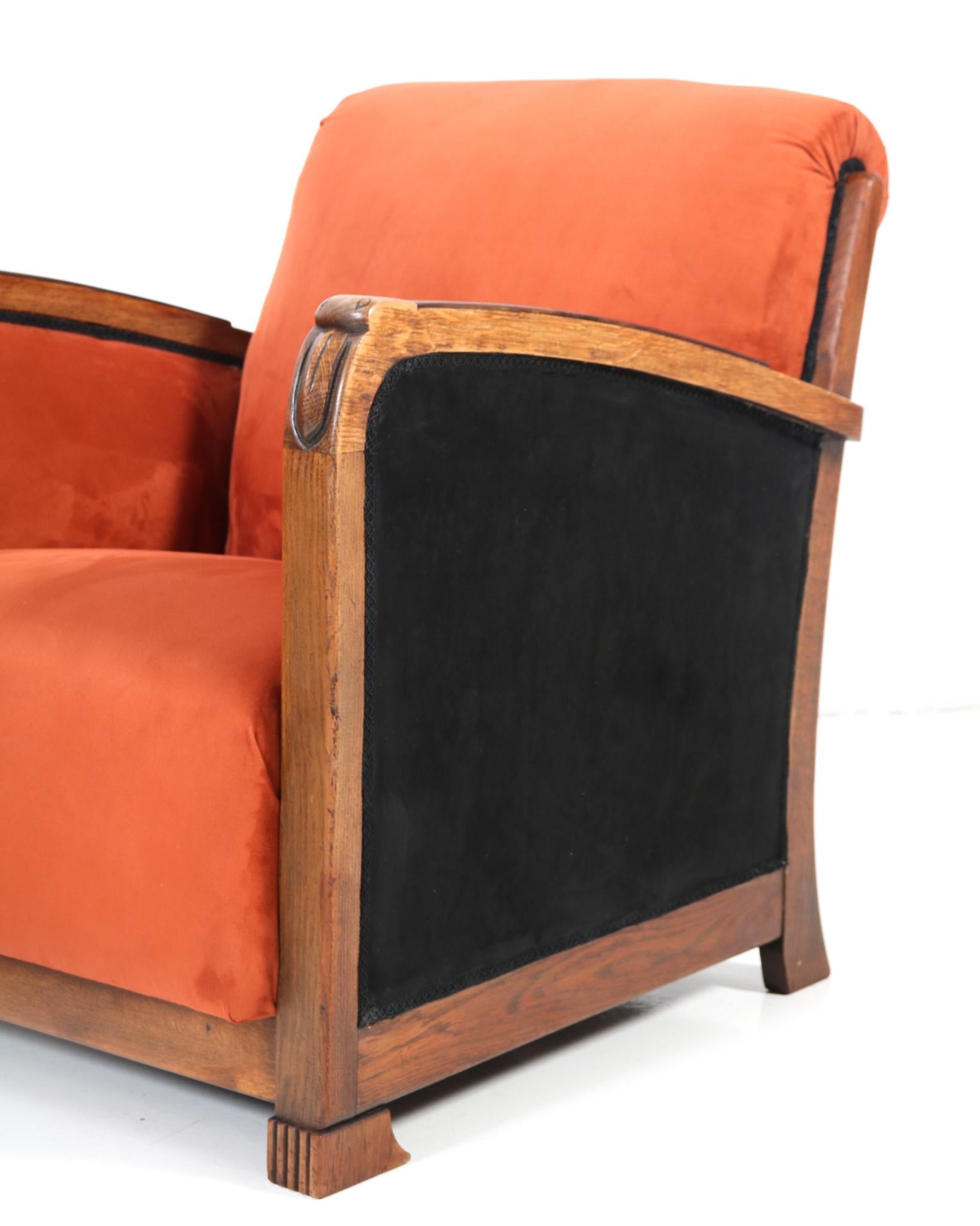 Two Oak Art Deco Amsterdamse School Lounge Chairs, 1920s 7