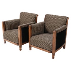 Two Oak Art Deco Amsterdamse School Lounge Chairs by Chris Bartels, 1920s