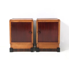 Two Oak Art Deco Amsterdamse School Nightstands by J.J. Zijfers Amsterdam, 1920s