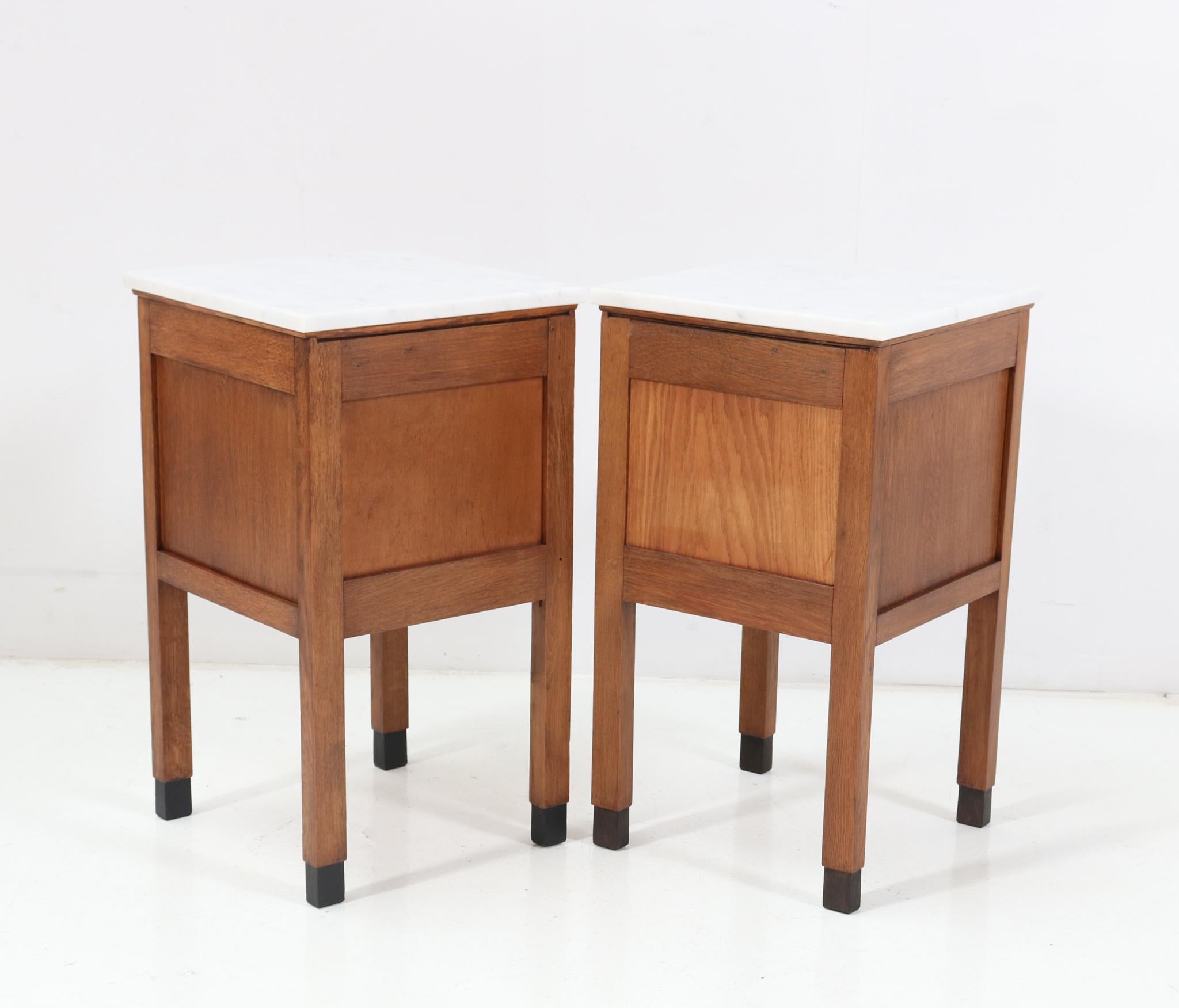 Two Oak Art Deco Amsterdamse School Nightstands or Bedside Tables, 1920s 5