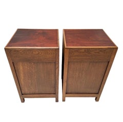 Two Oak Art Deco Amsterdamse School Nightstands or Bedside Tables, 1920s