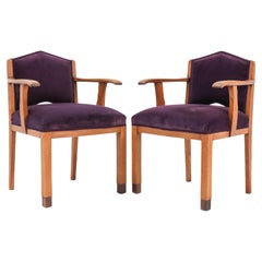 Two Oak Art Deco Armchairs by Fa. Drilling Amsterdam, 1920s
