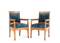 Two Oak Art Deco Haagse School Armchairs by Anton Lucas Leiden, 1920s