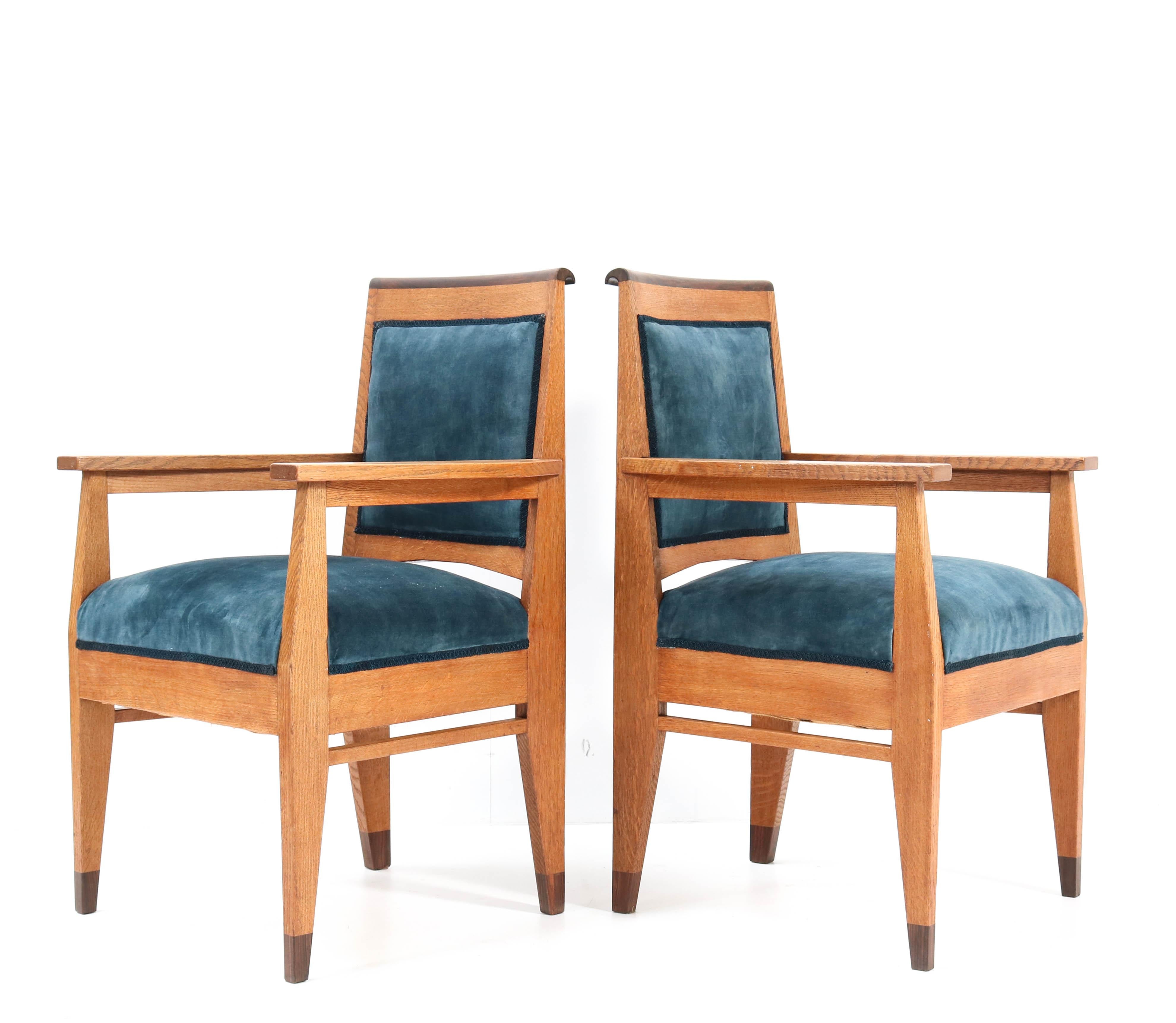 Two Oak Art Deco Haagse School Armchairs by Anton Lucas Leiden, 1920s In Good Condition In Amsterdam, NL