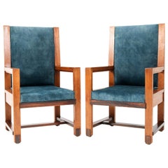 Zwei Art-déco-Sessel aus Eichenholz der Haagse School von Henk Wouda für Pander, 1924