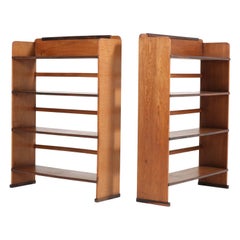 Two Oak Art Deco Haagse School Open Bookcases by P.E.L. Izeren, 1920s