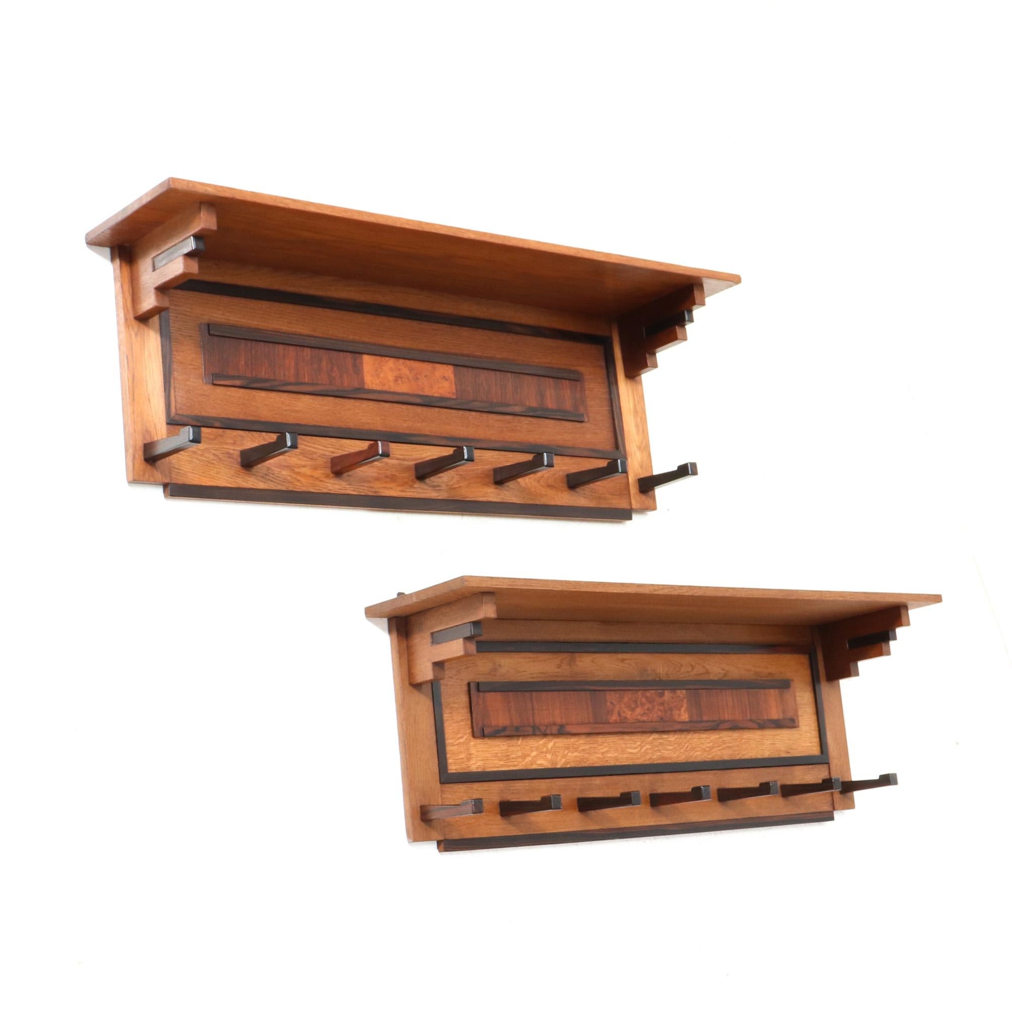 Early 20th Century Two Oak Art Deco Modernist Coat Racks by P.E.L. Izeren for De Genneper Molen For Sale