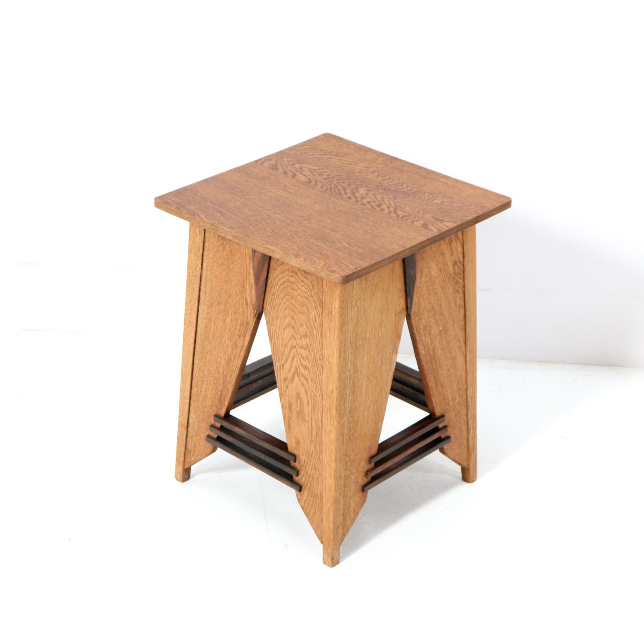 Macassar Two Oak Art Deco Modernist Side Tables by P.E.L. Izeren for De Genneper Molen For Sale